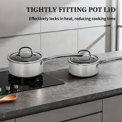 10-Pc Stainless Steel Pot and Pan Set with Lids, Non-Stick & Oven Safe, For Gas