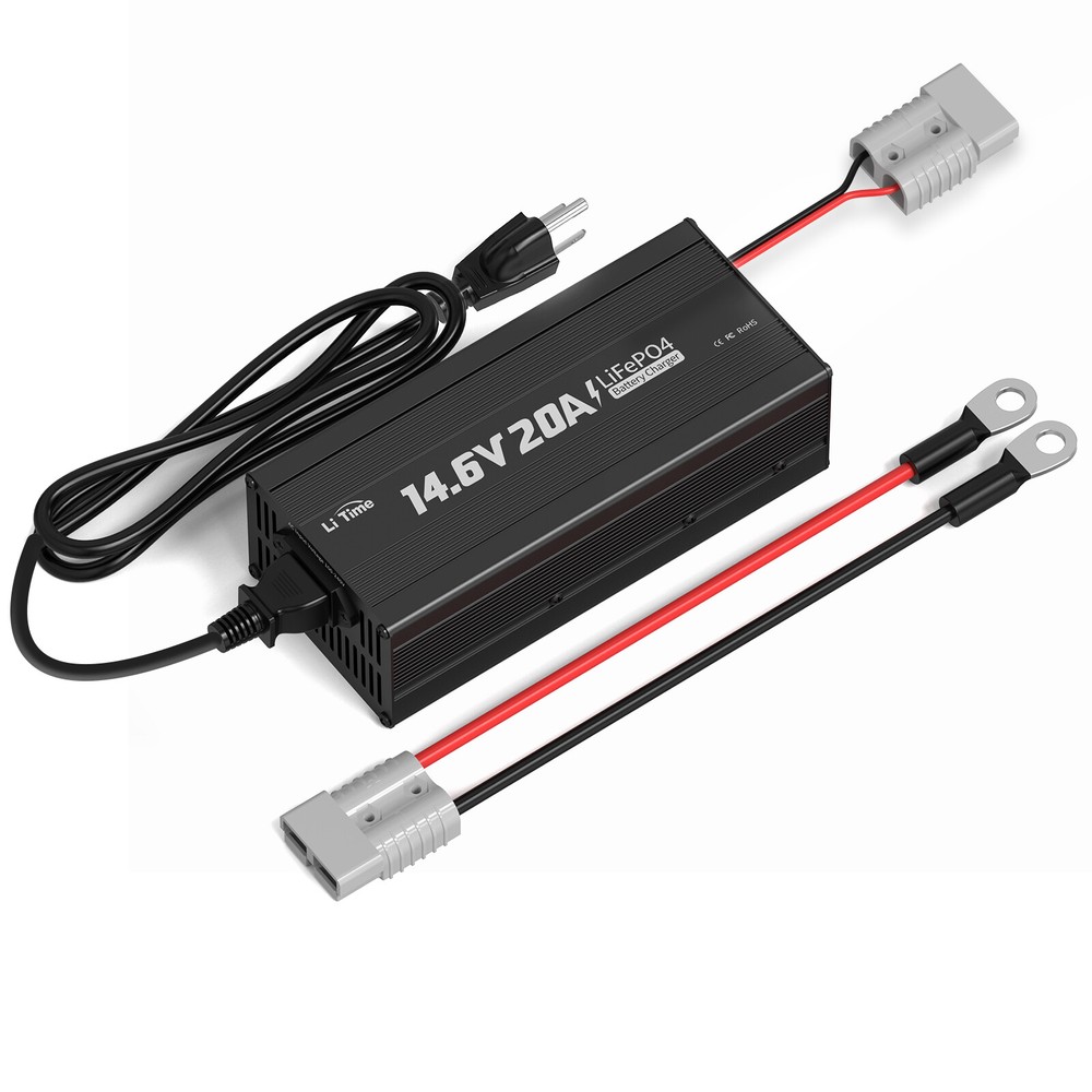 LiTime 14.6V 20A AC-DC Smart Charger for Deep Cycle Rechargeable Lithium LiFePO4