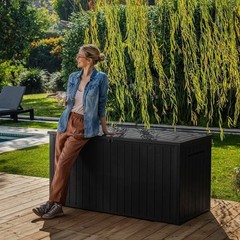 Keter 170 Gal. Resin Deck Box Large Indoor/Outdoor Storage – Graphite