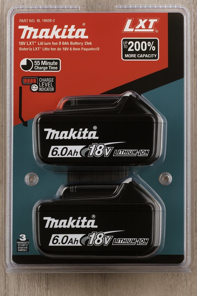 2 NEW Makita BL1860B-2 18V LXT Lithium-Ion 6.0 Ah Battery – USA SHIP