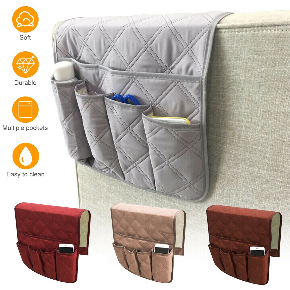 TV Remote Control Organizer Holder for Sofa Recliner Chair Arm Rest 5 Pocket Bag