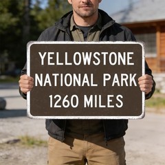 Yellowstone National Park Customized Distance Sign Metal Vintage Sign Replica