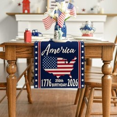 United States America 250th Flag Table Runner, with Honor and Respect