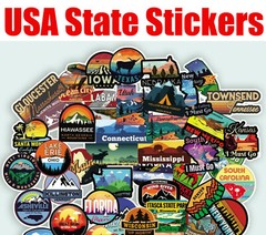 50 Pcs USA State Stickers Travel United States of America Sticker American