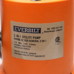 Everbilt 2-in-1 Utility Pump 1/4 Horsepower – Used / As Shown