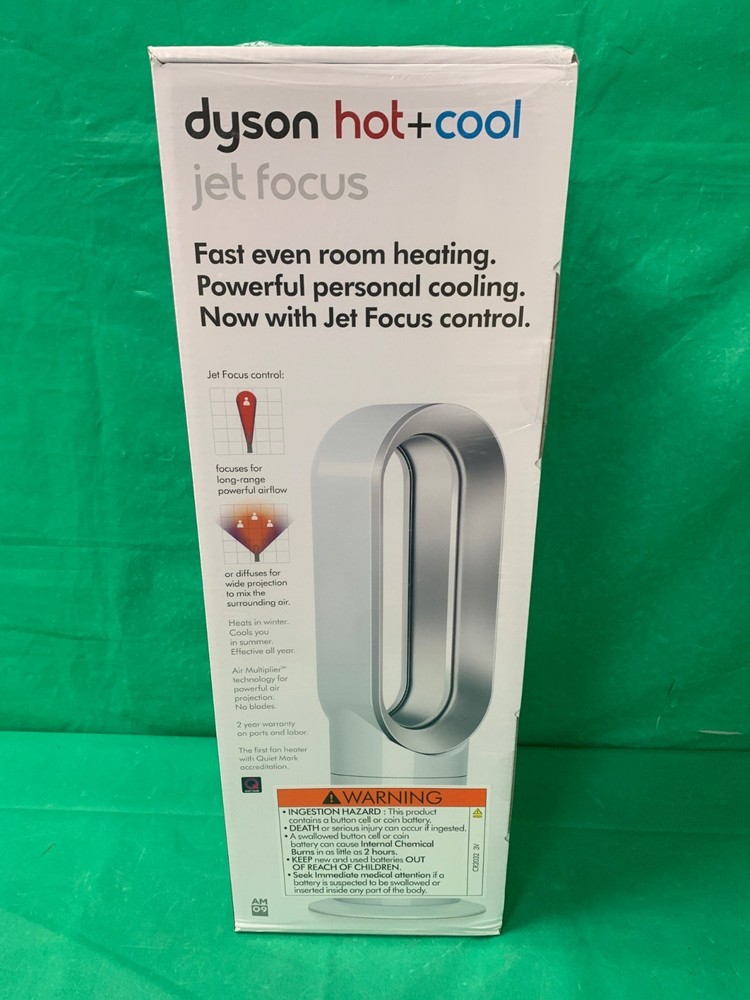 Dyson AM09 Hot+Cool Tower Fan – White/Silver – NEW