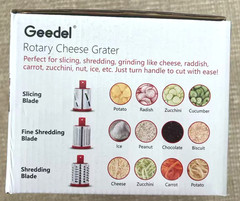 Geedel Rotary Cheese Grater, Kitchen Mandoline Vegetable Slicer with 3 Interchan