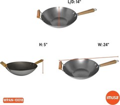 14in Lightweight Carbon Steel Wok with Natural Non-Stick Finish & Wood Handles