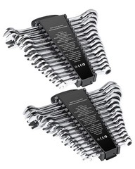 Combination Wrench Set 30 PCS SAE 1/4″ to 1″, Metric 8mm to 24mm Organizer Rack