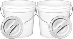 2 Gallon White Food Grade Bucket Pail with Screw on Lid (Pack of 2)