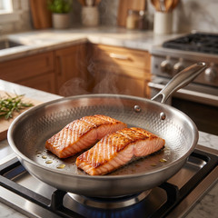 11.02in Titanium Stainless Steel Frying Pan Non stick Wok Home Egg