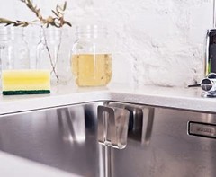 Happy Sinks Sponge Holder for Sink, Polyurethane (PU), Metallic Silver, Pequeño