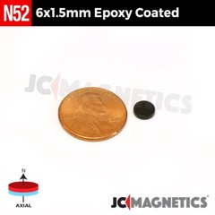 6mm x 1.5mm N52 Epoxy Coated Strong Rare Earth Neodymium Magnet Disc 6×1.5mm