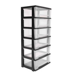 Rolling Drawer Cart Mobile PP 6-Drawer Dorm Storage Cart for Offices Home