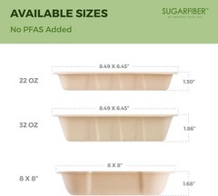 [100 COUNT]Harvest Pack 32 oz Compostable Food Trays 8.49″ x 6.45″ x 1.86″