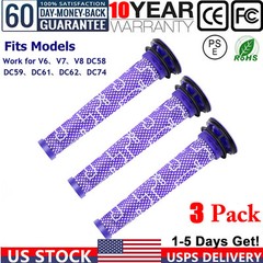 3Pack Filter 96566101 For Dyson V6 V7 V8 DC58 DC59 DC62 Vacuum Cleaners Cordless