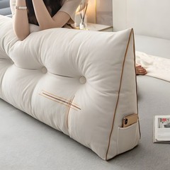 Velvet Wedge Headboard Pillow w/High-Resilience Filling Removable Zippered Cover