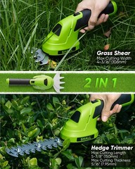 SHALL 2 in 1 Cordless Grass Shear & Hedge Trimmer – 7.2V Electric Bush Trimmer