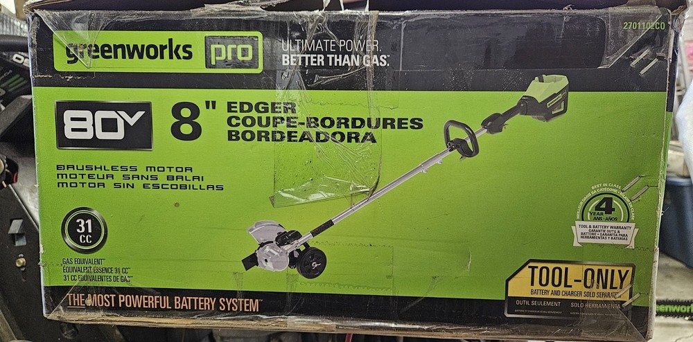 Greenworks 80V 8 Inch Cordless Edger (Brushless Motor) Tool Only Never Used!
