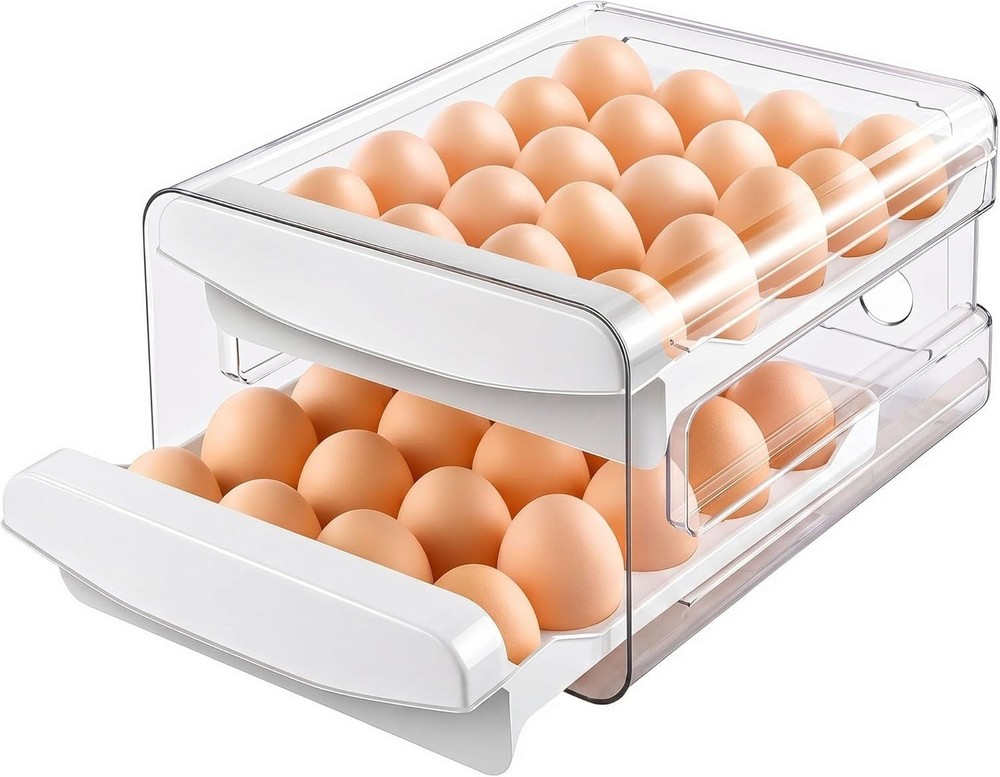 Zagtag Egg Holder for Fridge 2 Tier 40 Egg Organizer Clear Storage Tray