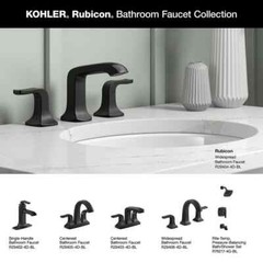 KOHLER Rubicon 8 in. Widespread Double Handle Bathroom Faucet in Matte Black