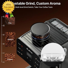 Espresso Machine 20 Bar, Coffee Maker with Grinder Black
