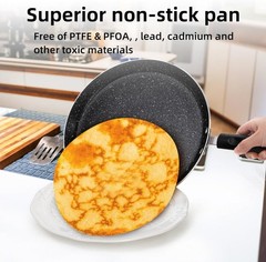 10 Inch Nonstick Crepe Pan with Spreader, Flat Skillet Tortilla Pan with Granite