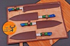Custom Handmade CHEF KNIFE Set Kitchen Knives Cutlery Forged Damascus Steel 1232