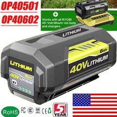 For Ryobi 40V Battery 6Ah High Capacity Lithium OP4050 OP40301 OP40501 Cordless