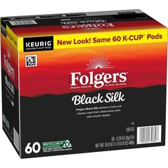 Folgers Black Silk Dark Roast K-Cup Coffee Pods 60 Count Keurig 6 Pack -Free P&P