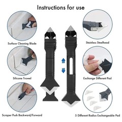 5 in 1 Caulking Tool Set Sealant Remover Grout Scraper Silicone Finishing Kit