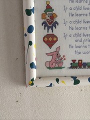 VTG Handmade Cross Stitch Sampler Children Learn What They Live Framed Art Decor