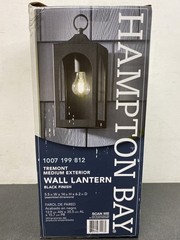 Hampton Bay Tremont 10.3 in. 1-Light Black Outdoor Wall Light with Clear Glass