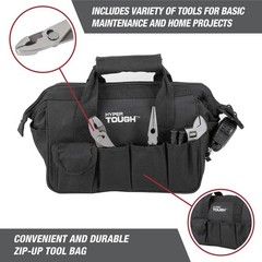 89-Piece Black Household Tool Set with 12-Pocket Tool Bag