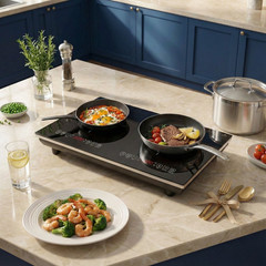 Induction Cooktop Electric Cooktop 2 Burner Glass Cooktop Stove 110V 4000W Touch