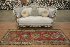 Pre-1900 3×8 Antique Oriental Runner Wool Runner Rug in Multicolor