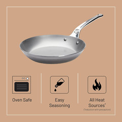 MINERAL B Pro Carbon Steel Fry Pan – 11″ – Perfect for Searing & Sauteing
