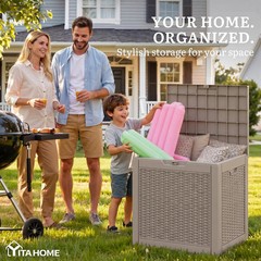 YITAHOME 35 Gallon Outdoor Deck Box, Lockable Waterproof Storage Box, Resin Stor