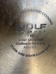 Wolf Professional Gourmet Stainless Steel 3.5Qt Saute Pan 7-Ply W/Lid