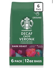 Ground Coffee, Dark Roast Hot or Iced Coffee, Decaf Caffè Verona, Six 12 Oz Bags