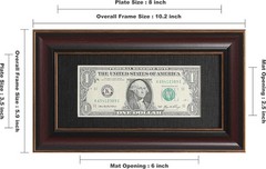 Paper Money Holder Dollar Bill Display Currency Frame, Easel Stand & Wall Hanger