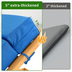 NAIZEA Chaise Lounge Cushions Outdoor Set of 2 Waterproof with Removable Cover