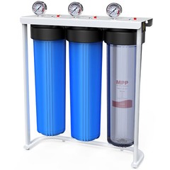 3Stage 4.5″x20″ Big Blue Whole House Water Filter System +1 Set Filter Cartridge