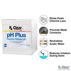 Rx Clear pH Plus Increaser Granular Soda Ash Chemical For Swimming Pool – 25 lbs