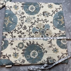 2 Jacquard Floral Pillow Covers 19″x19″ Blue Gray Boho Hidden Zipper Mika Home