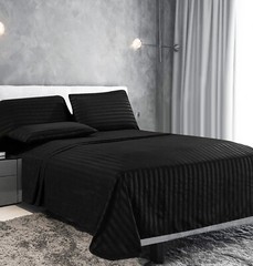 Fine 400 Thread Count 100% Cotton Sateen Bed Sheet Dobby Stripe