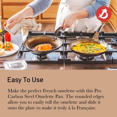 De Buyer Mineral B Pro Carbon Steel Omelette Pan – 9.5 Diameter 7.7 Cooking