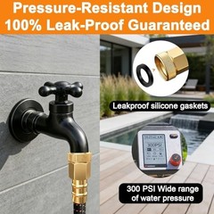 50FT Flexible Garden Hose & 10Modes Nozzle,None Expanding 50 Feet Orange-Black