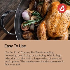 De Buyer Mineral B Element Country Frying Pan with 2 Handles, 12.5 inch, Silver
