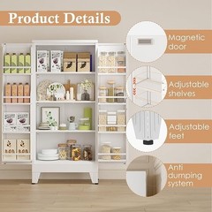 Metal Kitchen Pantry Cabinet, 47″ Freestanding Storage Cupboard with Adjustable